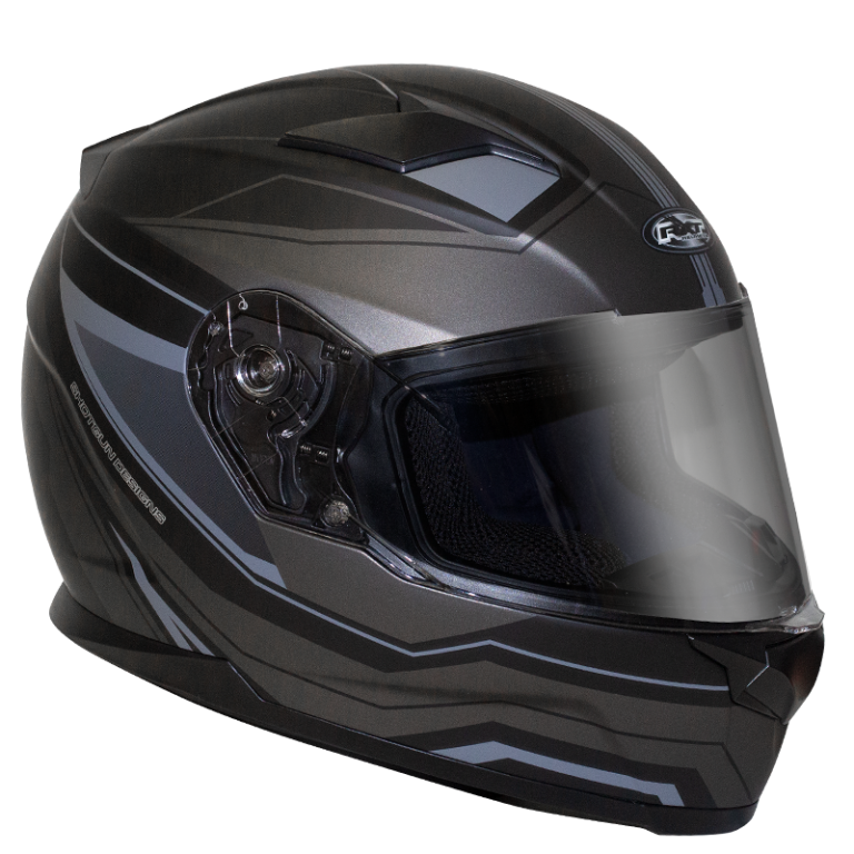 Street Missile Matt Black Silver Helmet - Bikerr