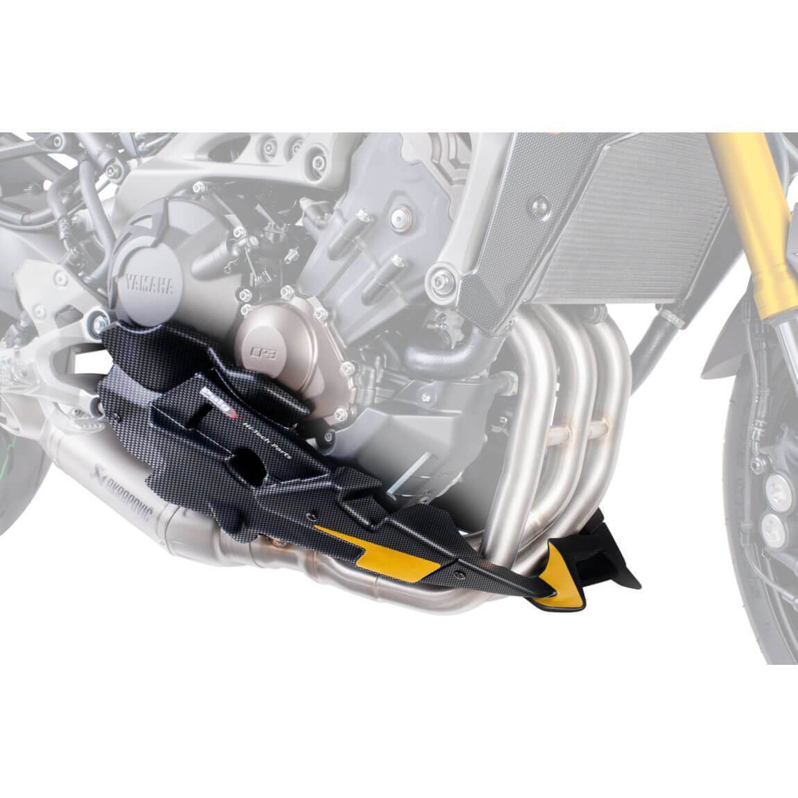 Puig Belly Pan for Akrapovic Exhaust | Carbon Look | Yamaha MT-09 2017>2020 - Bikerr