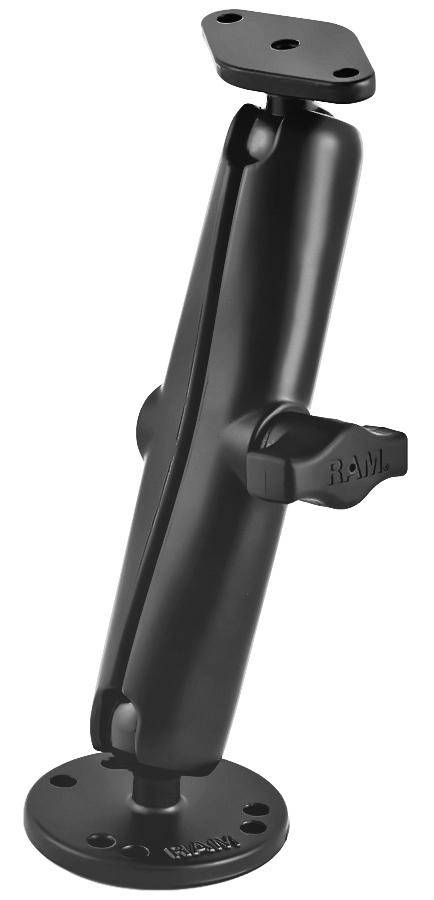 RAM-B-138U-C - RAM® Long Double Ball Drill-Down Mount with Diamond Plate - Bikerr