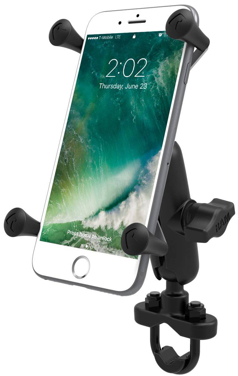 RAM-B-149Z-UN10U - RAM Handlebar Rail Mount with Zinc Coated U-Bolt Base & Universal X-Grip® Large Phone/Phablet Cradle - Bikerr