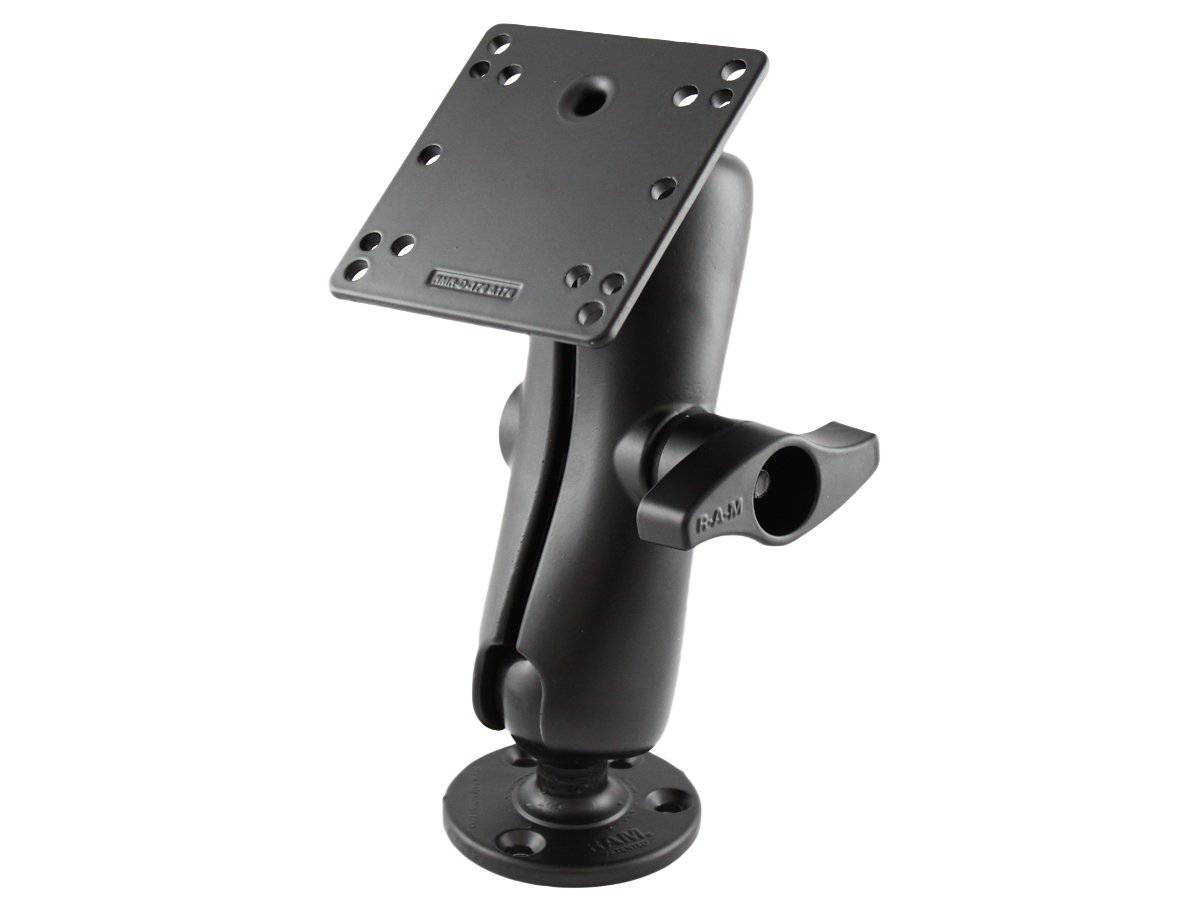 RAM-D-101U-246 - RAM D Size 2.25" Ball Mount with 3.68" Round Plate & 4.75" Square Plate VESA 75mm and 100mm Hole Patterns - Bikerr