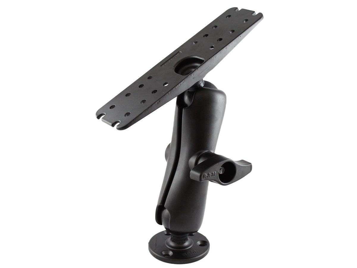 RAM-D-111U - RAM 2.25" Diameter Ball Mount with 3.68" Round Base, STANDARD Length Double Socket Arm & 11" X 3" Rectangle Plate - Bikerr