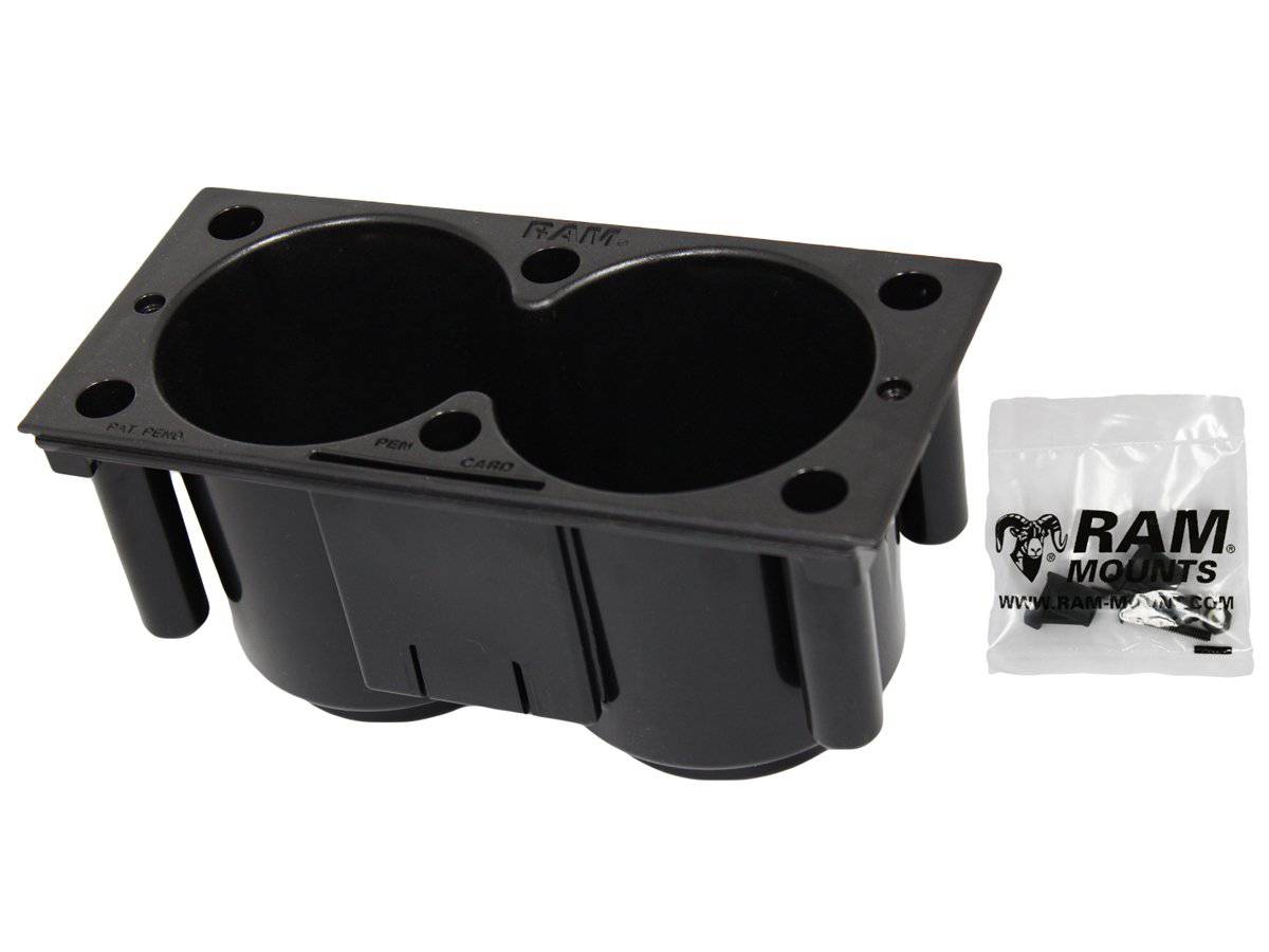 RAM-FP-CUP1F - RAM Tough-Boxâ„¢ Console 4" Dual Drink Cup - Bikerr