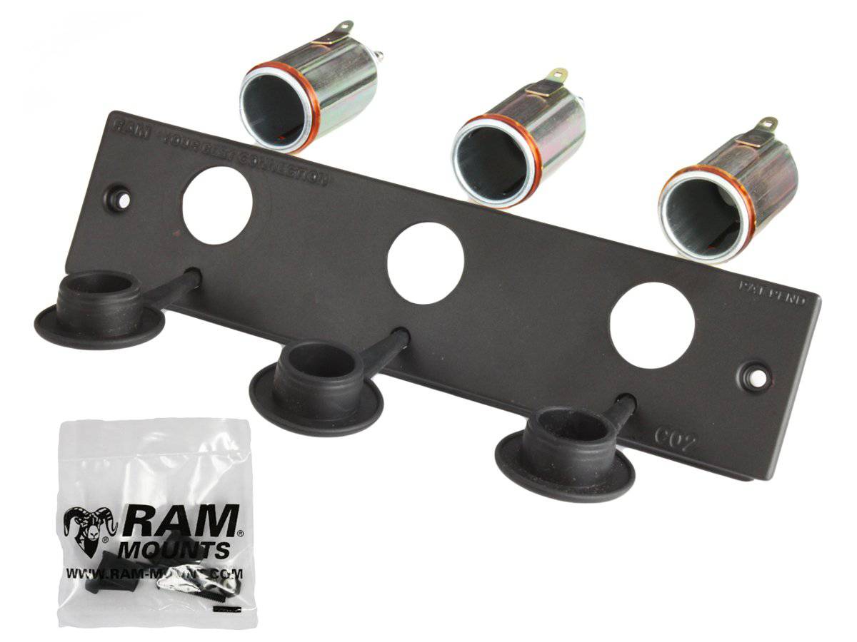 RAM-FP2-CIG3 - (3 QTY) RAM 12 Volt Lighter Receptacle Faceplate - Bikerr