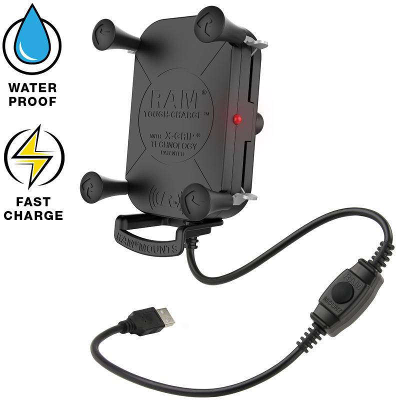 RAM-HOL-UN12WB - RAM® Tough-Charge™ With X-Grip® Tech Waterproof Wireless Charging Holder - Bikerr