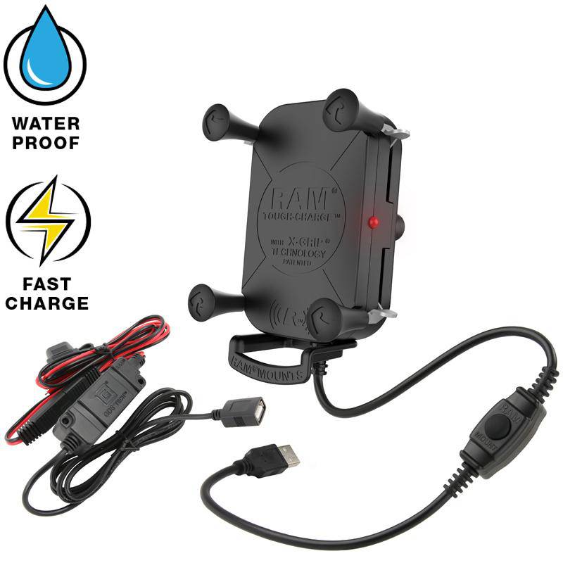 RAM-HOL-UN12WB-V7M - RAM® Tough-Charge™ Waterproof Wireless Charging Holder With Charger - Bikerr