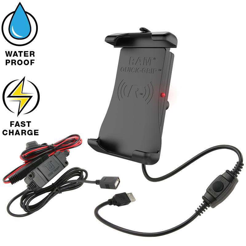 RAM-HOL-UN14WB-V7M - RAM® Quick-Grip™ Waterproof Wireless Charging Holder With Charger - Bikerr