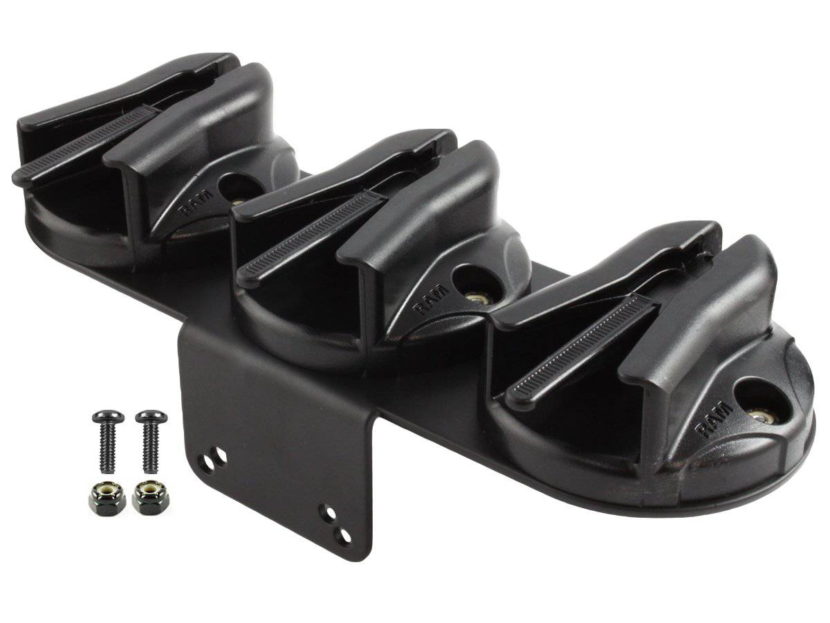 RAM-VC-MC3 - RAM Tough-Boxâ„¢ Console Triple Microphone Clip Base with 90 Degree Mounting Bracket - Bikerr