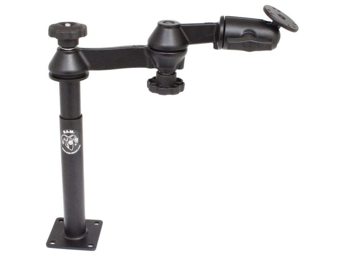 RAM-VP-SW1-89 - RAM Double Swing Arm with 8" Male Tele-Poleâ„¢, 9" Female Tele-Poleâ„¢ & 2.5" Round Base (AMPs Hole Pattern) - Bikerr