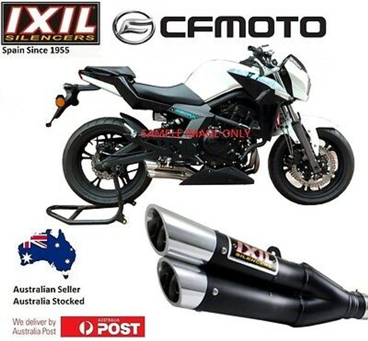 L3XB Black Slip-on Exhaust for CF Moto 650 NK / 650 MT 2012 - 2020 - Bikerr