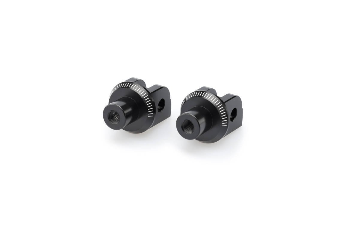 Puig Footpeg Adaptors Rider | Black Anodised Aluminium | Suzuki SFV 650 Gladius 2009>2015 - Bikerr