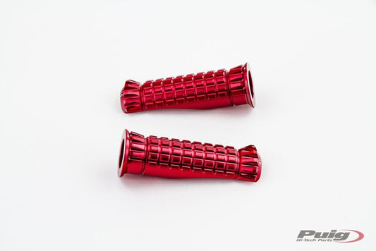Puig Hi-Tech R-Fighter Footpegs | Red Anodised Aluminium - Bikerr