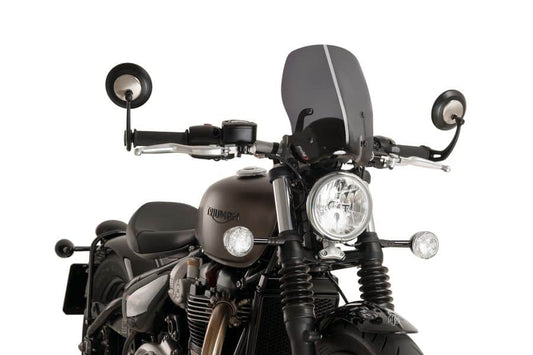 Puig Touring Screen | Dark Smoke | Triumph Bonneville Bobber 2017>2021 - Bikerr
