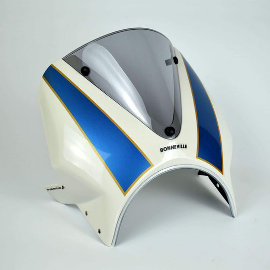 Fly Screen | Fusion White & Aegean Blue | Triumph Bonneville T100 2016> - Bikerr