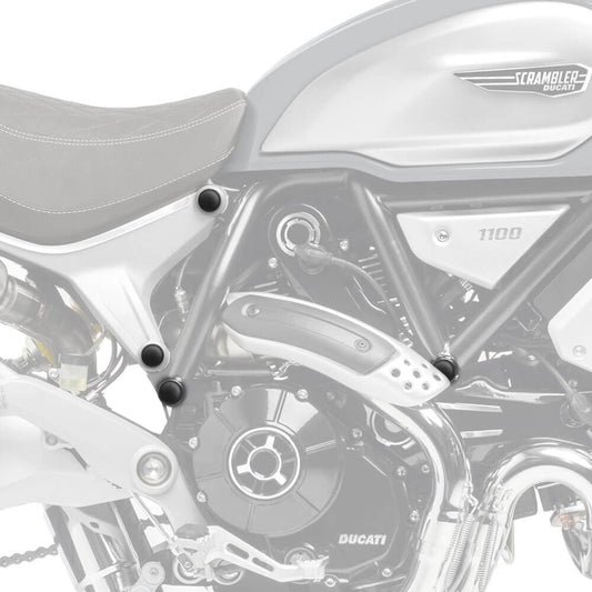 Frame End Caps | Matte Black | Ducati Scrambler 1100 2018> - Bikerr