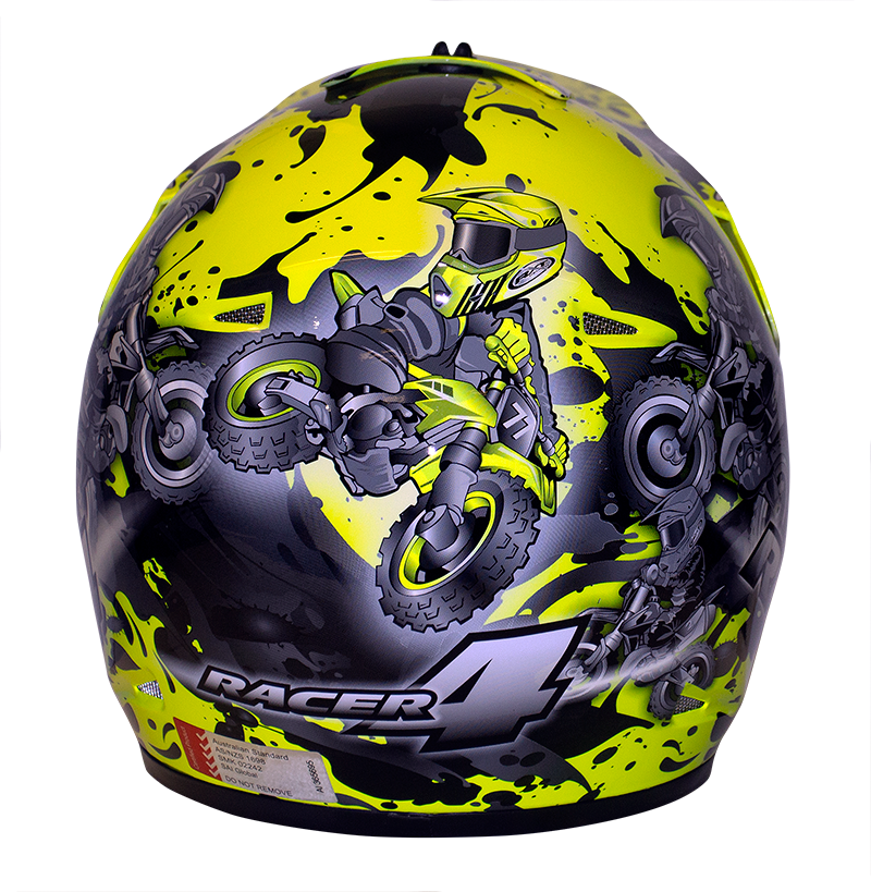Racer 4 Kids Fluro Yellow Helmet - Bikerr