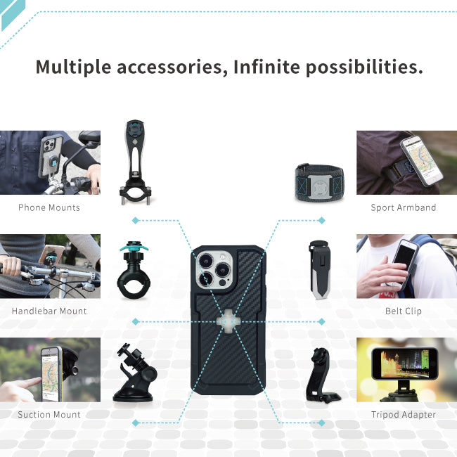 I Phone 13 Pro X Guard Case Carbon Fibre + Infinity Mount - Bikerr