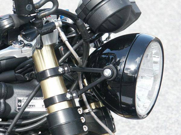 Long Headlight Brackets With Clamps And No Indicator Mount (Clamp Size: 50/54mm) - Bikerr
