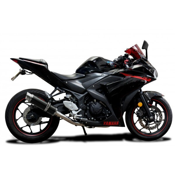 YAMAHA YZF-R3 MT-03 2015-2021 350MM ROUND CARBON DL10 FULL EXHAUST SYSTEM - Bikerr