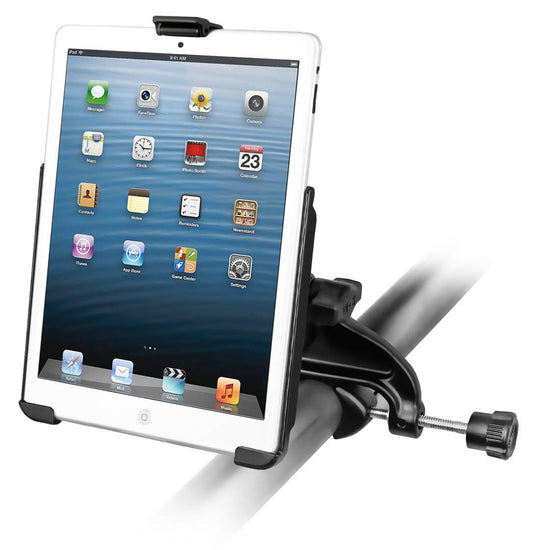 RAM-B-121-AP14U - RAM Yoke Clamp Mount with EZ-ROLLâ€™Râ„¢ Model Specific Cradle for the Apple iPad mini WITHOUT CASE, SKIN OR SLEEVE - Bikerr
