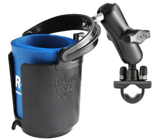 RAM-B-132RU - RAMÂ® Level Cupâ„¢ 16oz Drink Holder with Handlebar U-Bolt Base - Bikerr