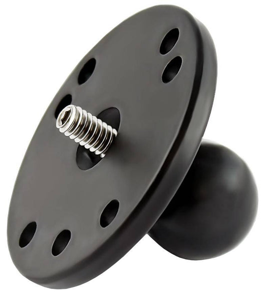 RAM-B-202AU - RAMÂ® Ball Adapter with Round Plate and 1/4"-20 Threaded Stud - Bikerr