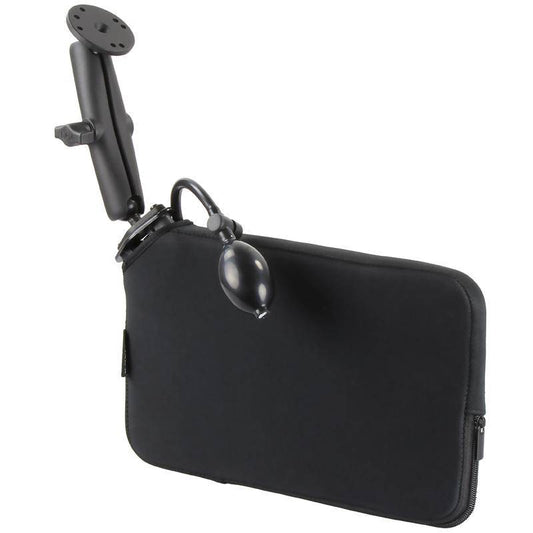 RAM-B-407-C-202-PUMPU - RAM Seat Tough-Wedgeâ„¢ with 1" Ball Long Double Socket Arm, 2.5" Round Base, Diamond Base and Expansion Pouch - Bikerr