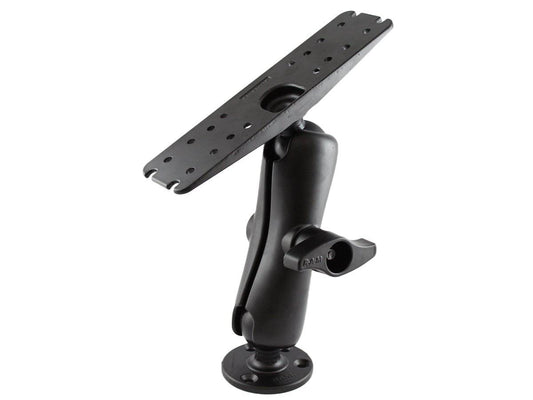 RAM-D-111U - RAM 2.25" Diameter Ball Mount with 3.68" Round Base, STANDARD Length Double Socket Arm & 11" X 3" Rectangle Plate - Bikerr