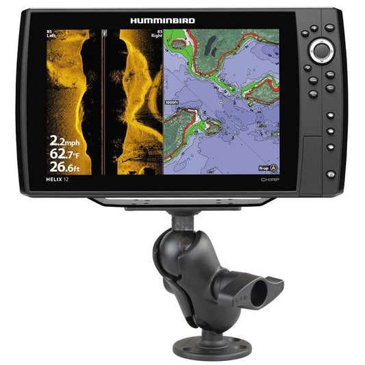RAM-D-202-25-C-202U - RAM 2.25" Ball Mount with 3.68" Round Base & 2" x 5" Rectangular Plate for the Humminbird Helix 9, 10 & 12 - Bikerr