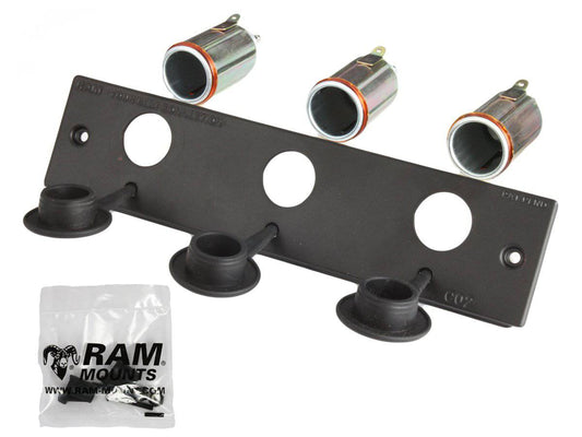 RAM-FP2-CIG3 - (3 QTY) RAM 12 Volt Lighter Receptacle Faceplate - Bikerr