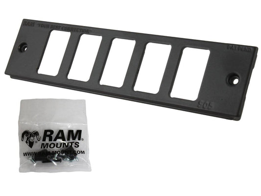 RAM-FP2-S5-0830-1450 - RAM Tough-Boxâ„¢ Console Custom 2" Faceplate. Accommodates Five Switches - Bikerr