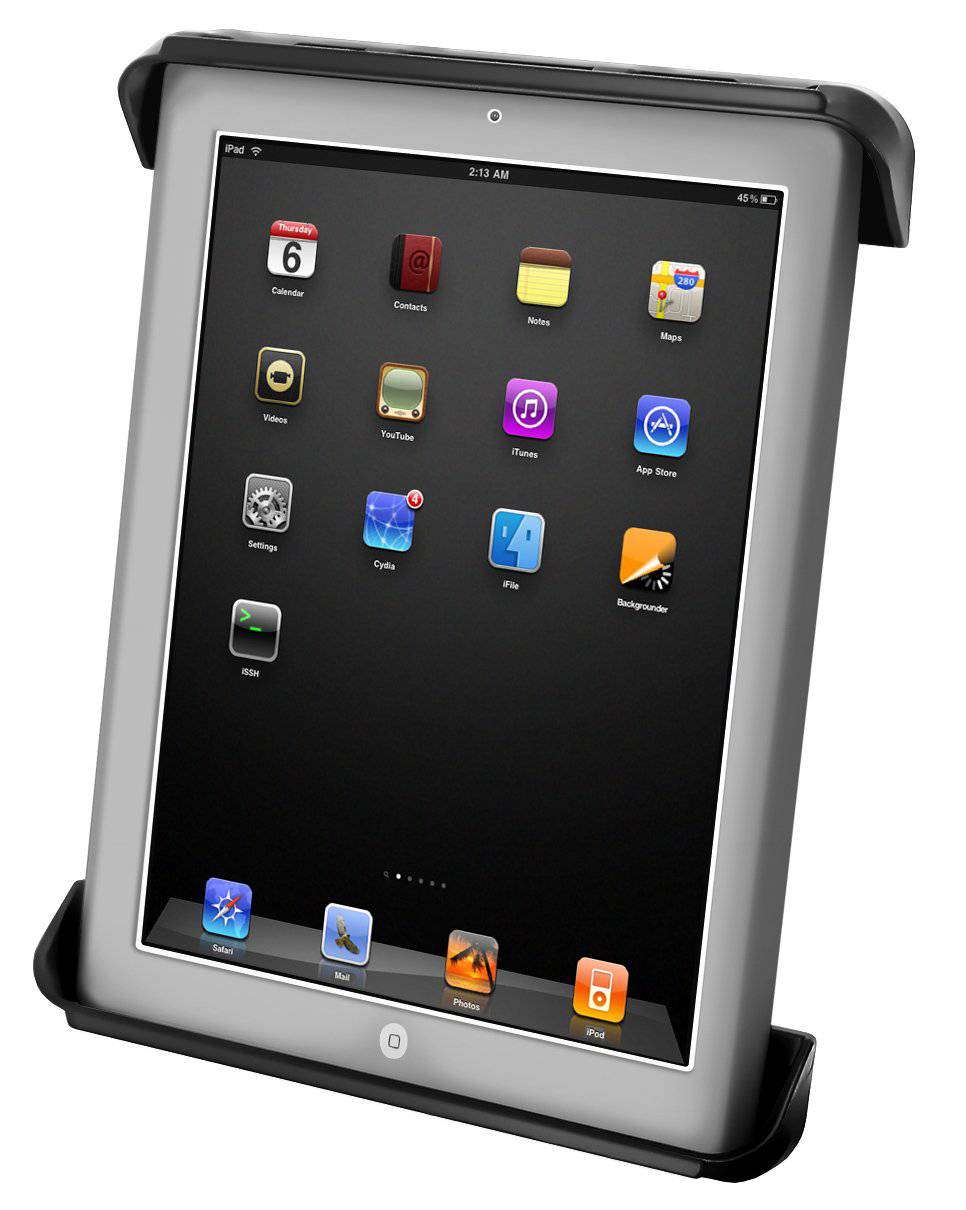 RAM-HOL-TAB-LGU - RAM Tab-Titeâ„¢ Universal Clamping Cradle for 10" Screen Tablets including the Apple new iPad, iPad 2, iPad 1, Motorola XOOM & XOOM 2 - Bikerr