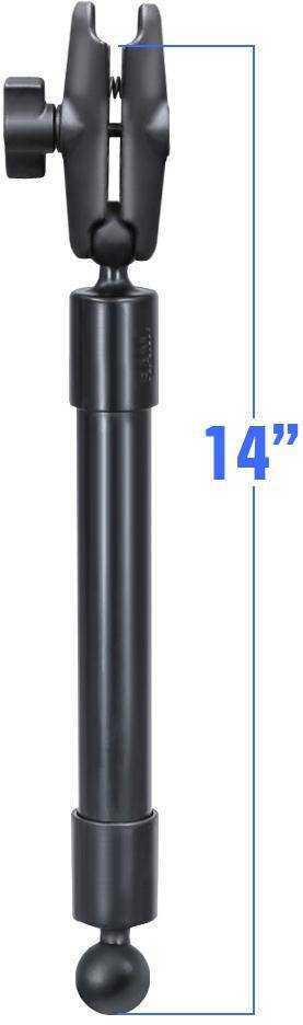 RAP-BB-230-14-201U - RAM 14" Long Extension Pole with (2 qty) 1" Diameter Ball Ends, and Double Socket Arm - Bikerr