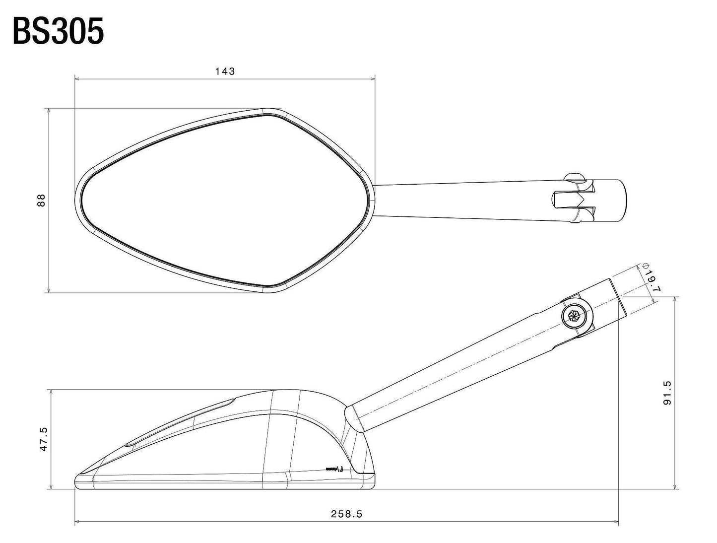 Veloce L Sport Mirror - Bikerr